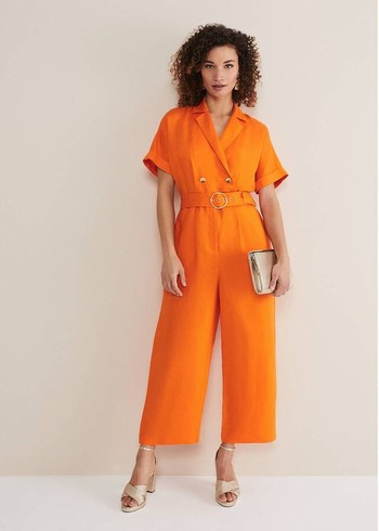 Phase Eight Pria Linen Jumpsuit Orange Canada | QIYRSL-052